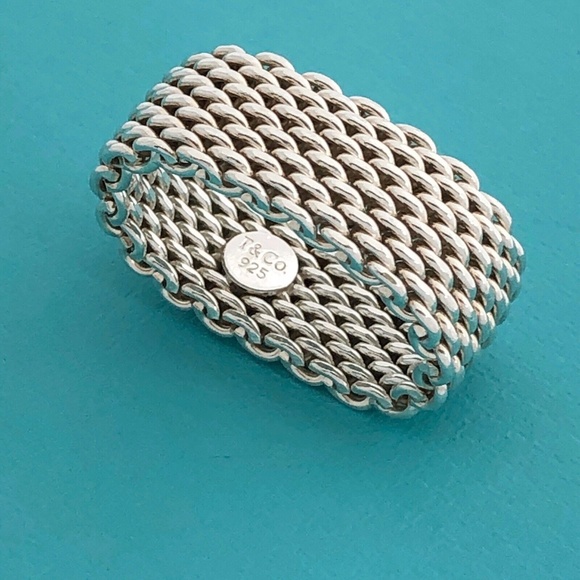 Size 5.5 Tiffany Silver Somerset Mesh Weave Ring